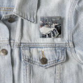 Gustave Caillebotte - Dakpannen in de sneeuw Vierkante Button 5,1 Cm (In situ)