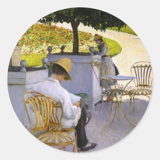 Gustave Caillebotte - de Oranje boom Ronde Sticker (Voorkant)