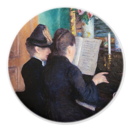 Gustave Caillebotte - De Pianoles Keramische Knop (Voorkant)