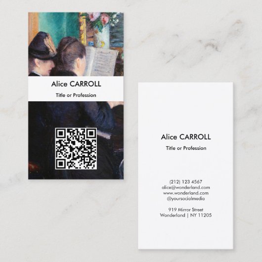 Gustave Caillebotte - De Pianoles - QR Code Visitekaartje (Voorkant / Achterkant)