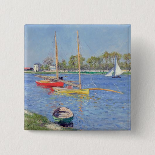 Gustave Caillebotte - De Seine bij Argenteuil Vierkante Button 5,1 Cm (Voorkant)