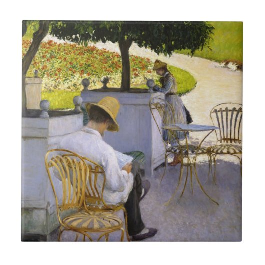 Gustave Caillebotte - De Sinaasappelbomen Tegeltje (Voorkant)
