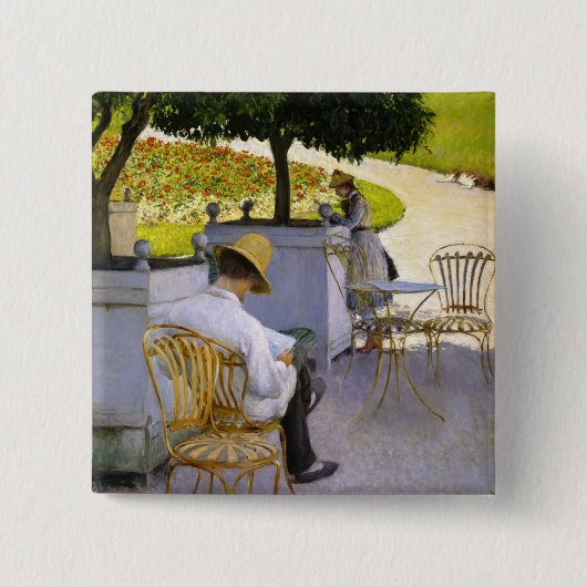 Gustave Caillebotte - De Sinaasappelbomen Vierkante Button 5,1 Cm (Voorkant)