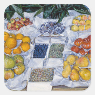 Gustave Caillebotte - Fruit op een kraam uitgestal Vierkante Sticker