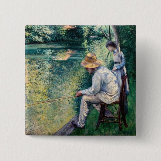 Gustave Caillebotte - Hengelen Vierkante Button 5,1 Cm (Voorkant)