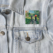 Gustave Caillebotte - Het stijgende pad Vierkante Button 5,1 Cm (In situ)