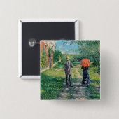 Gustave Caillebotte - Het stijgende pad Vierkante Button 5,1 Cm (Voorkant /achterkant)