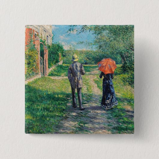 Gustave Caillebotte - Het stijgende pad Vierkante Button 5,1 Cm (Voorkant)