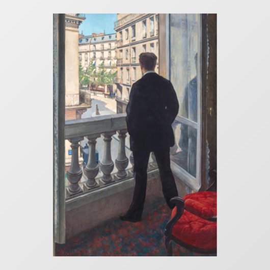 Gustave Caillebotte - Jongeman bij zijn raam  Raamsticker (Vel)