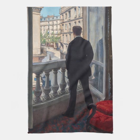 Gustave Caillebotte - Jongeman bij zijn raam  Theedoek (Verticaal)