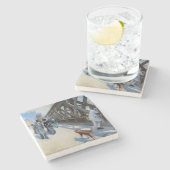 Gustave Caillebotte - Le Pont de l'Europe Stenen Onderzetter (Zijkant)