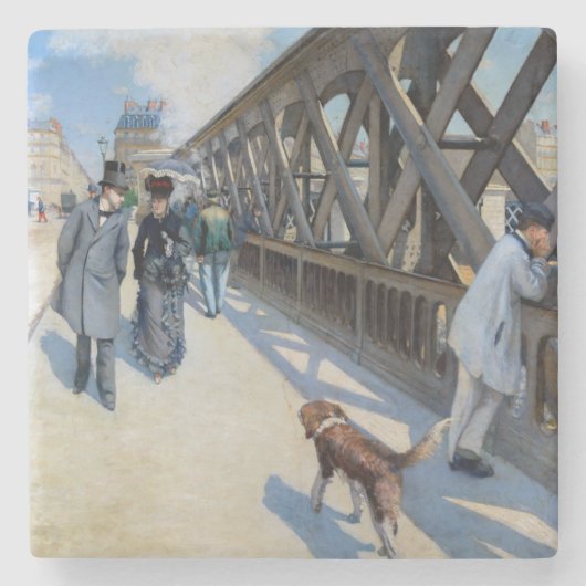Gustave Caillebotte - Le Pont de l'Europe Stenen Onderzetter (Voorkant)