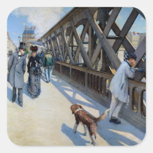 Gustave Caillebotte - Le Pont de l'Europe Vierkante Sticker
