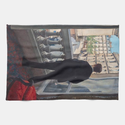 Gustave Caillebotte - Man bij het Venster Theedoek (Horizontaal)