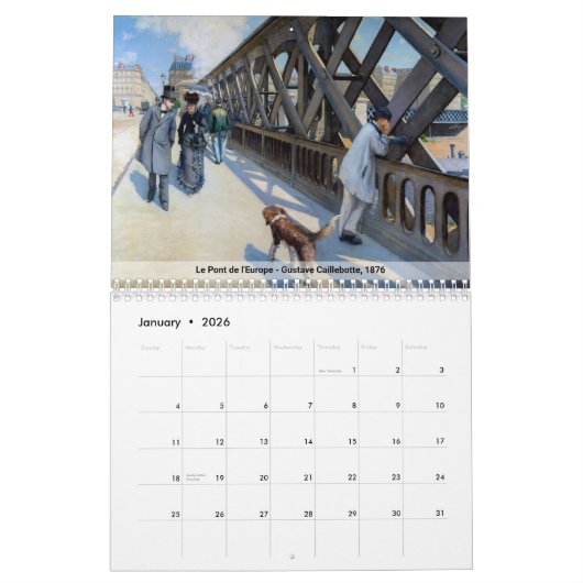 Gustave Caillebotte Masterpieces Selectie Kalender (Jan 2026)