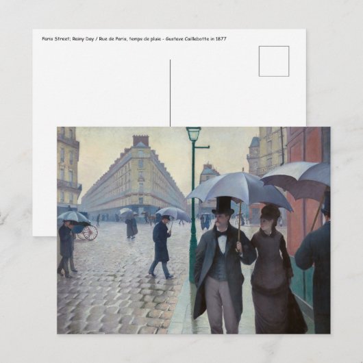 Gustave Caillebotte - Parijse straat; Regenachtige Briefkaart (Voorkant / Achterkant)