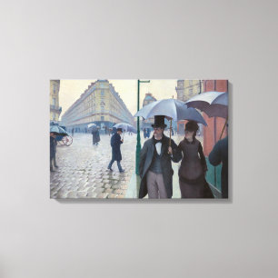 Gustave Caillebotte - Parijse straat; Regenachtige Canvas Afdruk