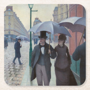 Gustave Caillebotte - Parijse straat; Regenachtige Kartonnen Onderzetters