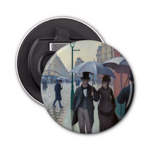 Gustave Caillebotte - Paris Street; Rainy Day Button Flesopener (Voorkant)