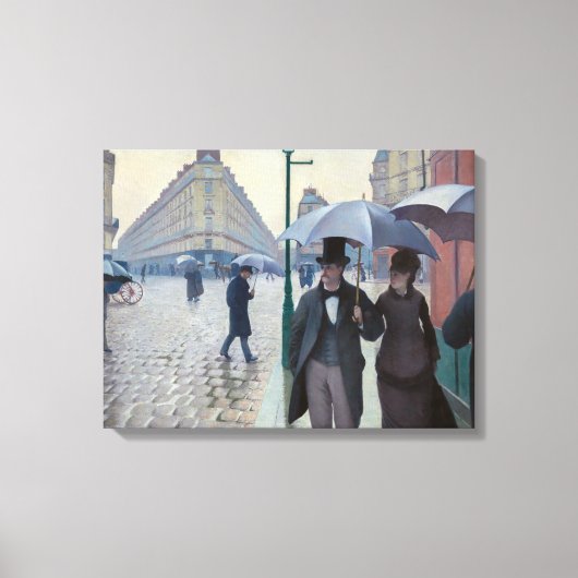 Gustave Caillebotte - Paris Street; Rainy Day Canvas Afdruk (Voorkant)