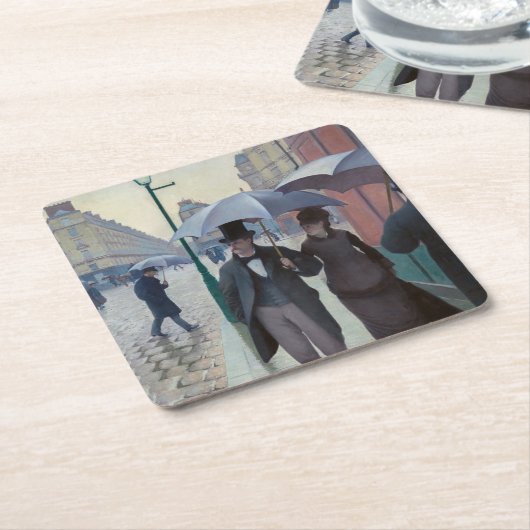 Gustave Caillebotte - Paris Street; Rainy Day Kartonnen Onderzetters (Schuin)