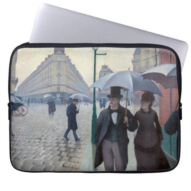 Gustave Caillebotte - Paris Street; Rainy Day Laptop Sleeve (Voorkant)