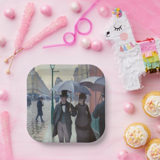 Gustave Caillebotte - Paris Street; Rainy Day Papieren Bordje (Feest)