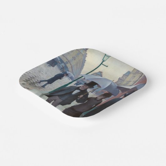 Gustave Caillebotte - Paris Street; Rainy Day Papieren Bordje (Gebogen)