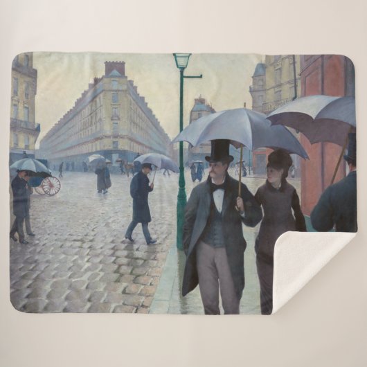 Gustave Caillebotte - Paris Street; Rainy Day Sherpa Deken (Voorkant (horizontaal))