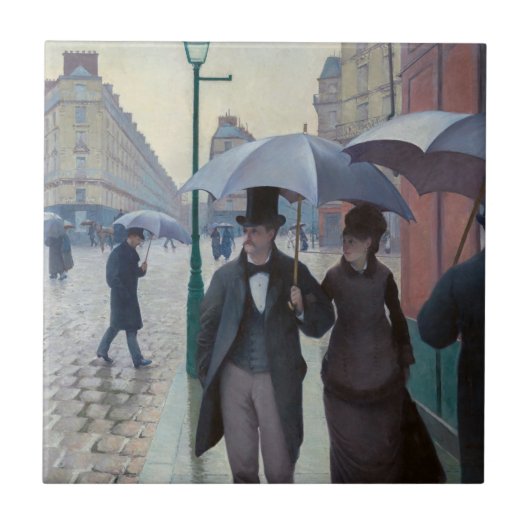 Gustave Caillebotte - Paris Street; Rainy Day Tegeltje (Voorkant)