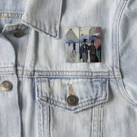 Gustave Caillebotte - Paris Street; Rainy Day Vierkante Button 5,1 Cm (In situ)