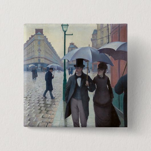 Gustave Caillebotte - Paris Street; Rainy Day Vierkante Button 5,1 Cm (Voorkant)