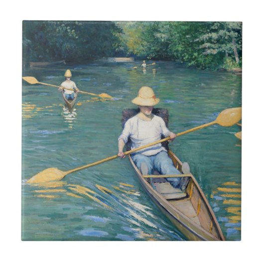 Gustave Caillebotte - Roeiboten op de Yerres Tegeltje (Voorkant)