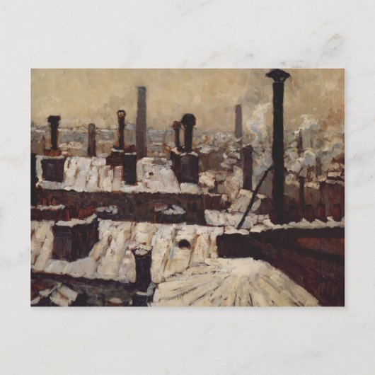 Gustave Caillebotte - Roof under the Snow, Paris Briefkaart (Voorkant)