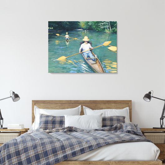 Gustave Caillebotte - Skiffs on the Yerres Canvas Afdruk (Insitu (Slaapkamer))