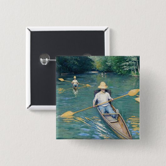 Gustave Caillebotte - Skiffs on the Yerres Vierkante Button 5,1 Cm (Voorkant /achterkant)