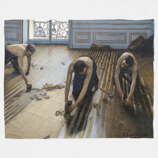 Gustave Caillebotte - The Floor Scrapers Fleece Deken (Voorkant (Horizontaal))