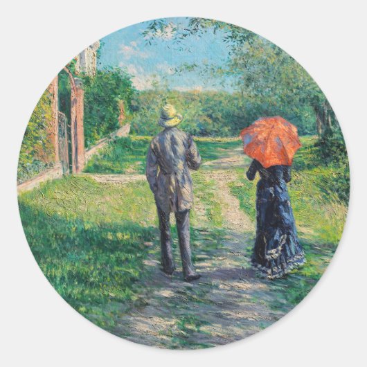 Gustave Caillebotte - The Path Uphill Ronde Sticker (Voorkant)