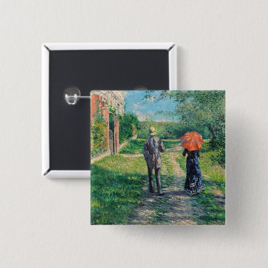 Gustave Caillebotte - The Path Uphill Vierkante Button 5,1 Cm (Voorkant /achterkant)