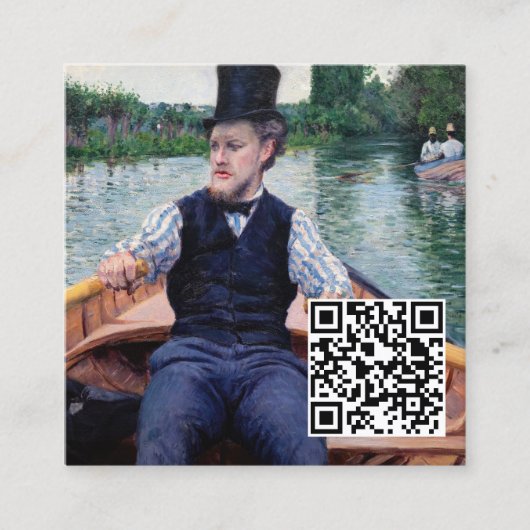 Gustave Caillebotte - Vaarfeest - QR Code Vierkante Visitekaartje (Voorkant)