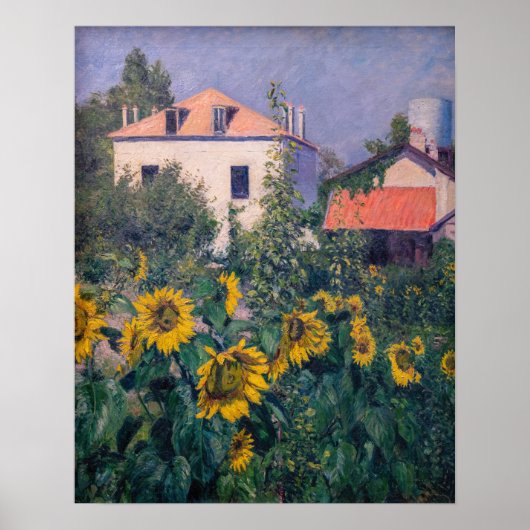 Gustave Caillebotte - Zonnebloemen, Tuin Poster (Voorkant)