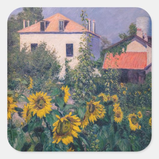 Gustave Caillebotte - Zonnebloemen, tuin Vierkante Sticker (Voorkant)