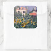 Gustave Caillebotte - Zonnebloemen, tuin Vierkante Sticker (Tas)