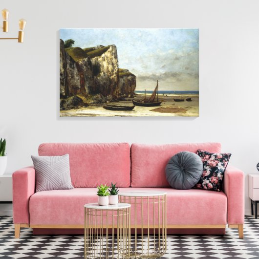  Gustave Courbet Beach in Normandie Canvas Afdruk (Insitu (Woonkamer))