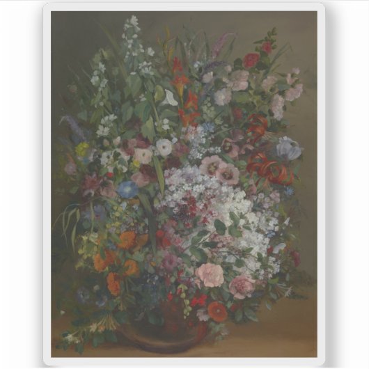 Gustave Courbet - Bouquet of Flowers in a Vase Sticker (Voorkant)