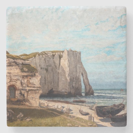 Gustave Courbet - Cliffs at Etretat after Storm Stenen Onderzetter (Voorkant)