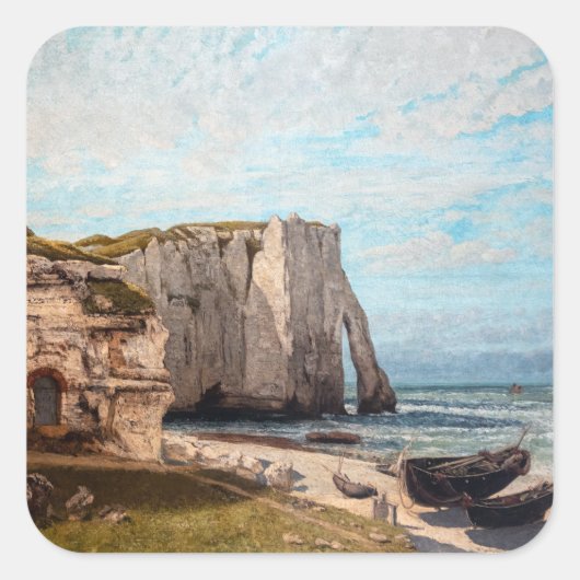 Gustave Courbet - Cliffs at Etretat after Storm Vierkante Sticker (Voorkant)