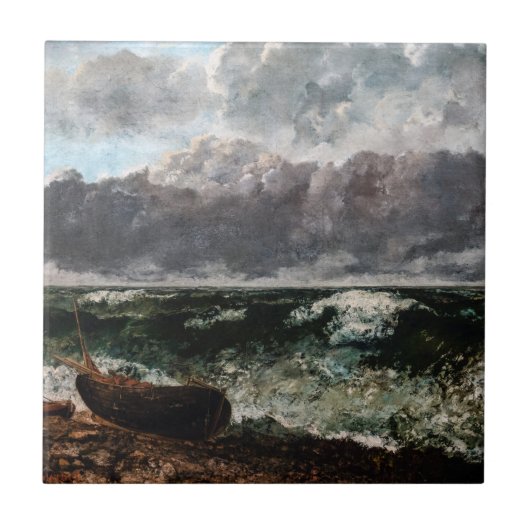 Gustave Courbet - De stormachtige zee / De golf Tegeltje (Voorkant)