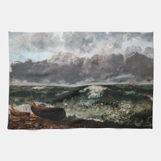 Gustave Courbet - De stormachtige zee / De golf Theedoek (Horizontaal)
