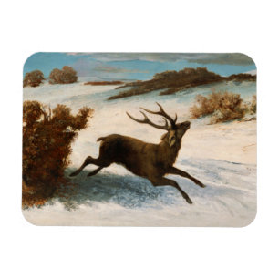 Gustave Courbet - Deer Running in the Snow Magneet